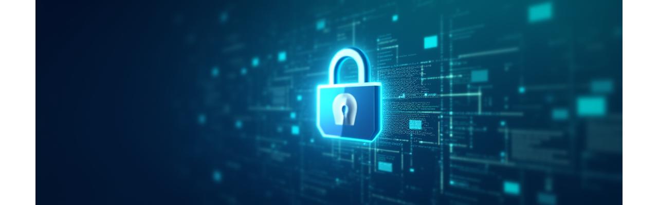 Abstract illustration of data privacy and security with padlock icon and swirling data lines, representing digital protection.